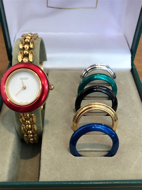 gucci watch colored bezels|Gucci watch with colored bezels.